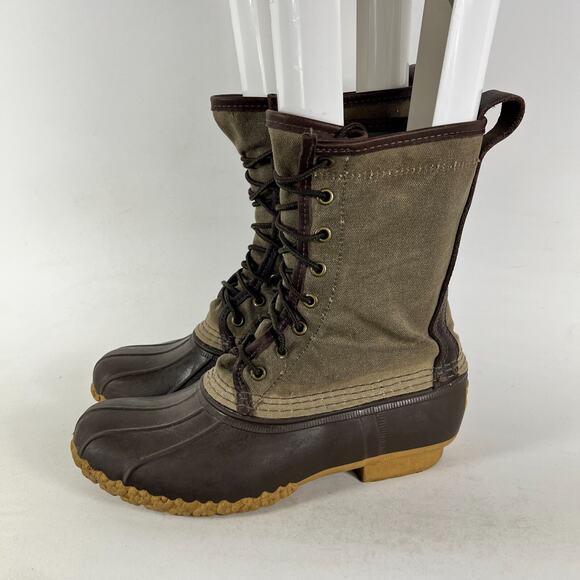 L.L Bean Maine Hunting Shoes Women's 8 Green Waterproof Leather Lace Up High Top - Picture 5 of 11